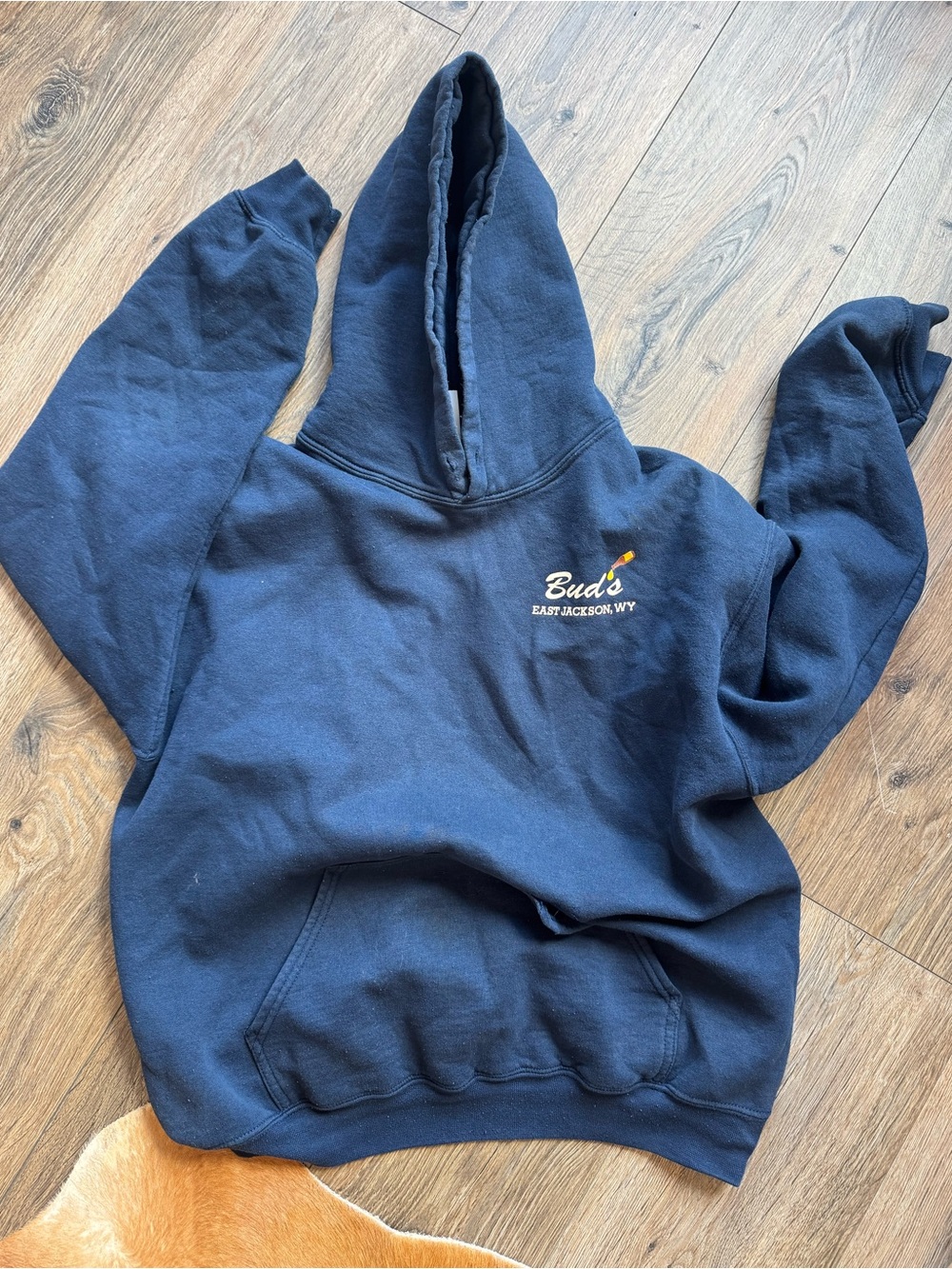 Bud's East Jackson WY Beer Vintage Navy Sweatshirt Hoodie - Picture 2 of 6